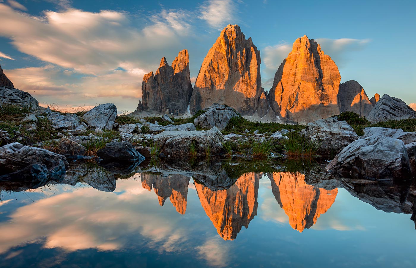 The three peaks of Lavaredo in the heart of the Dolomites